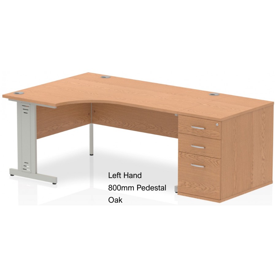 Rayleigh Left Hand Cable Managed Desk and Pedestal Set